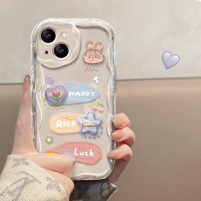 

Suitable for Opporeno10pro Phone Case R17/15, Shockproof A72 Transparent Three-color Paint Three-dimensional Figurine Soft Case OPPO A97 5G