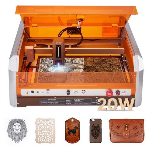 VEVOR Laser Engraver, 20W, Laser Engraving and Cutting Machine with Enclosure Camera, Laser Cutter, 400 X 400 Mm Working Area, 30000 Mm/min, for Wood