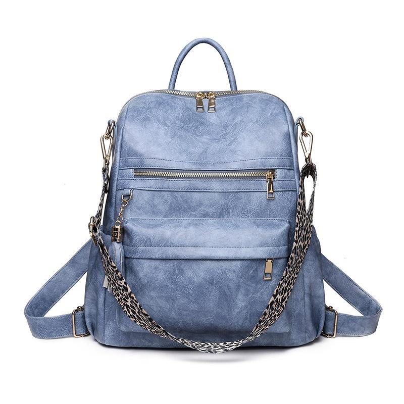 Women High Quality Leather Backpacks Vintage Female Shoulder Bag Tassel Travel School Bags For Girls Schoolbag Removable Strap