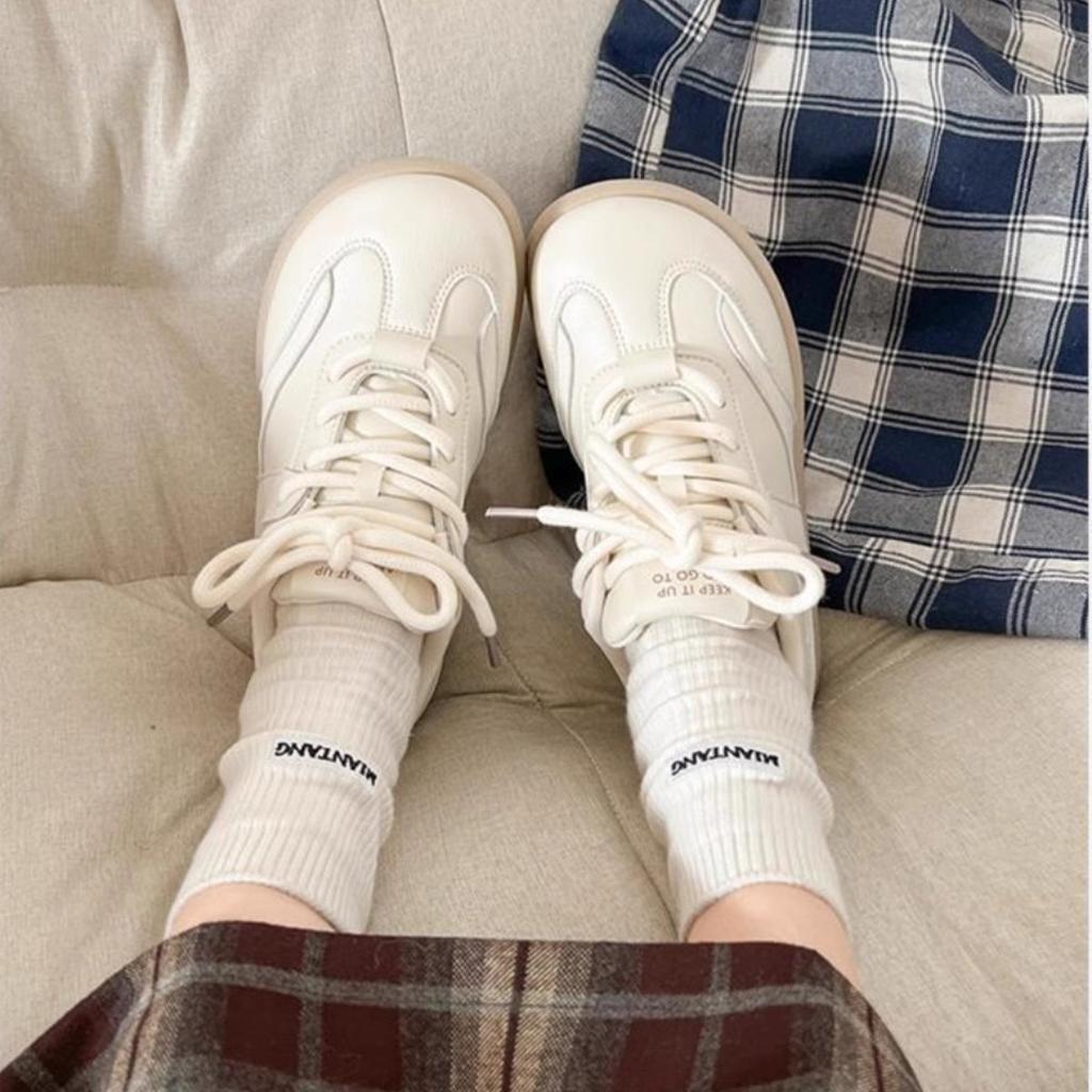 Spring new German training platform Forrest Gump sports board shoes women's niche design breathable student white shoes