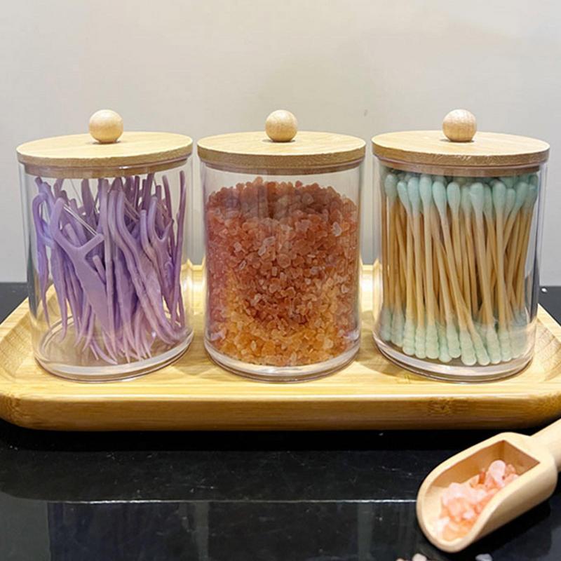 Przezroczysty organizer na kosmetyki Pudełko do przechowywania Organizer Uchwyt na waciki Dozownik patyczków higienicznych Pojemnik z pokrywką Stojak do przechowywania patyczków higienicznych