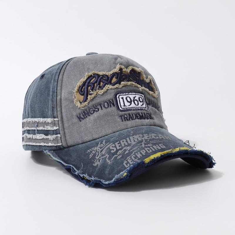 Hip Hop Washed Old Denim Pink Baseball Cap Female Ripped Retro Trendy Brand Letter Spring and Summer Cap Male