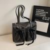 Commuter Vintage Underarm Bag Women's Bow Double Pocket Tote Bag Large Capacity Shoulder Bag
