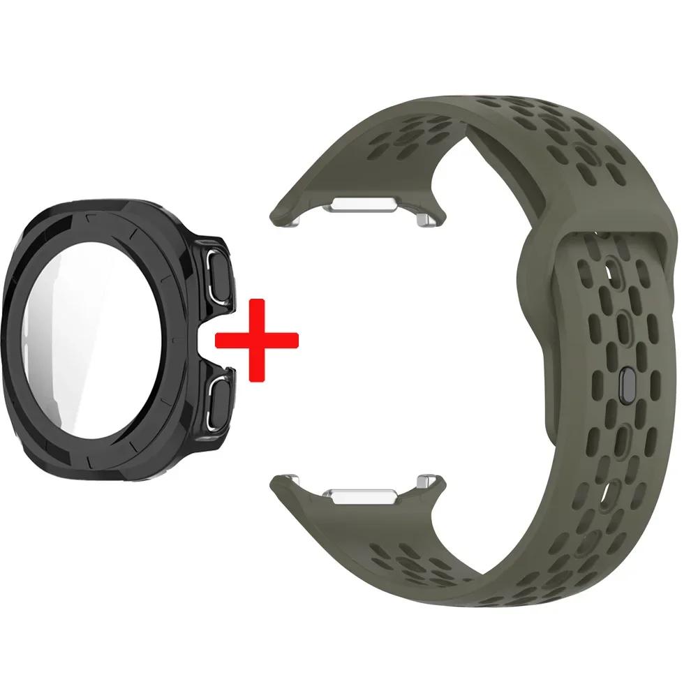 Silicone Strap+Case For Samsung Galaxy Watch Ultra 47 Sport Watchband Bracelet for Galaxy Watch Ultra Tempered Glass Cover Band