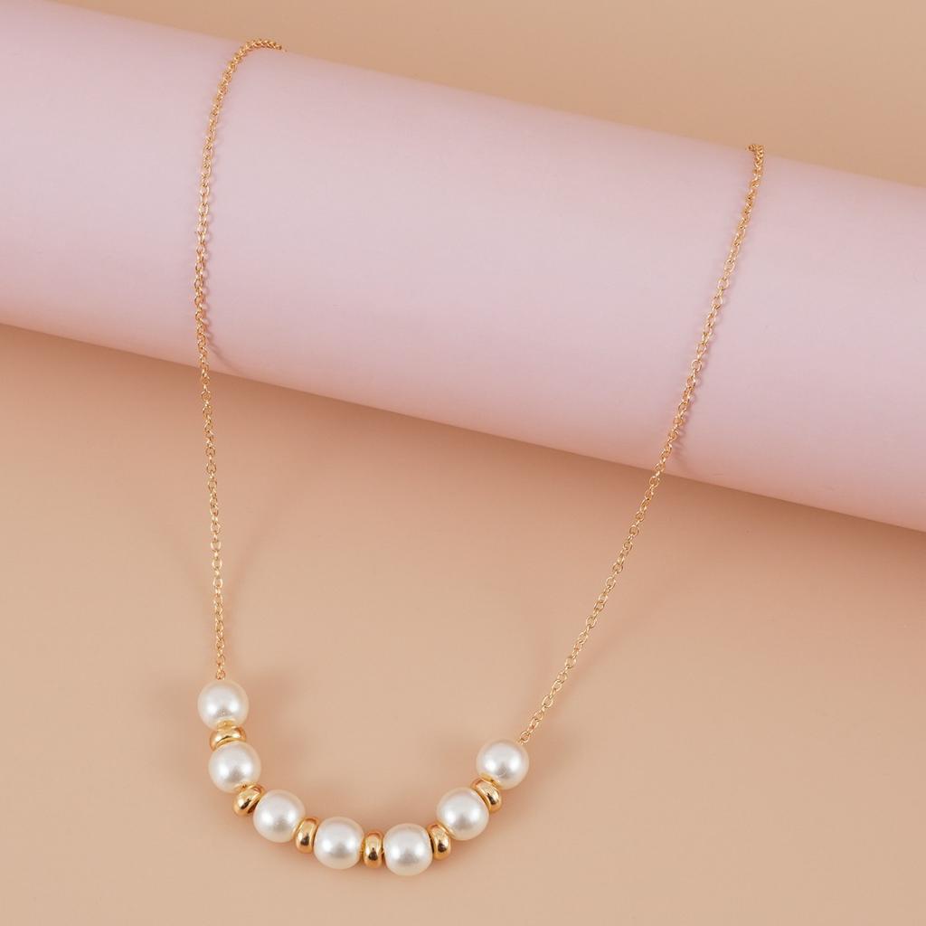 In Style, Original Design, Stylish and Simple, Exquisite Thin Chain, Pearl Gold Small Round Bead Women's Necklace
