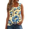 Women's Pleated Square Collar Sleeveless Vest Print T-shirt