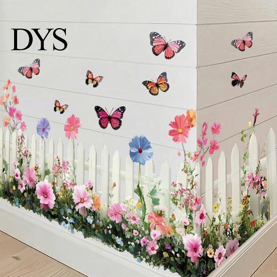 Multi-scenario Wall Decoration Flowers Plants Sticker Self-Adhesive Hanging Vines Wildflower Butterfly Healing Home Decor Removable Art Mural