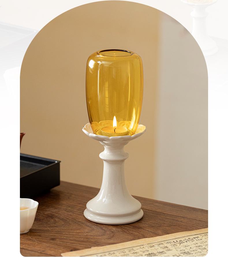 Chinese Forbidden City Glass Candlestick: Zen Tea Room Atmosphere Candle Lamp Decoration