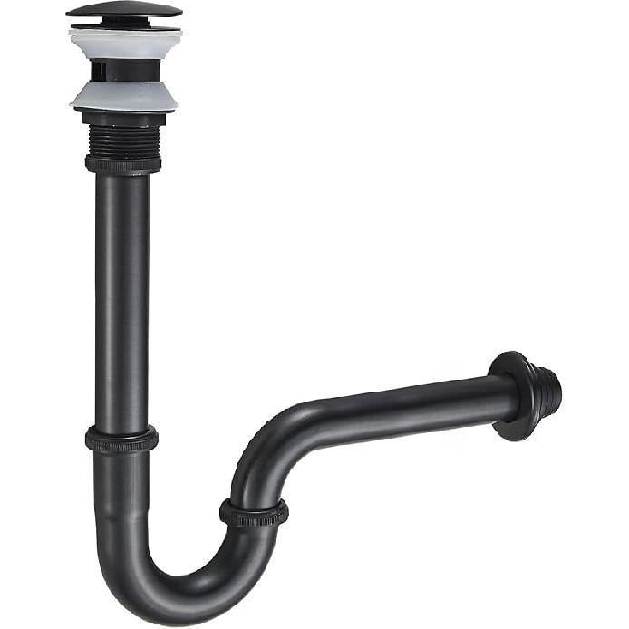 MENATT Stainless Steel P Trap with Bathroom Sink Stopper, 1-1/4 Sink Drain Bottle Trap Set with Overflow - Adjustable Height,Complete Basin Sink