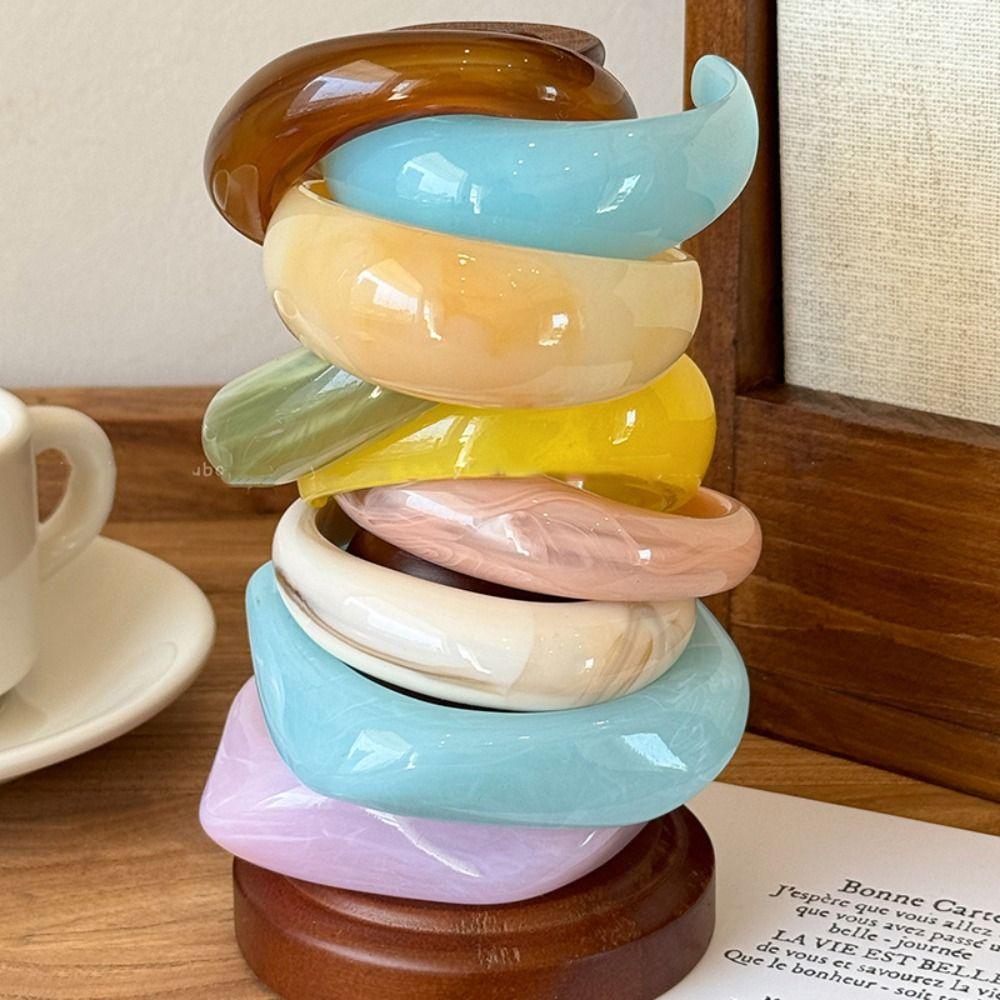 Irregular Resin Bangle Dopamine C Shape Cuff Bangles Exaggerated Exaggerated Bracelet  Decoration