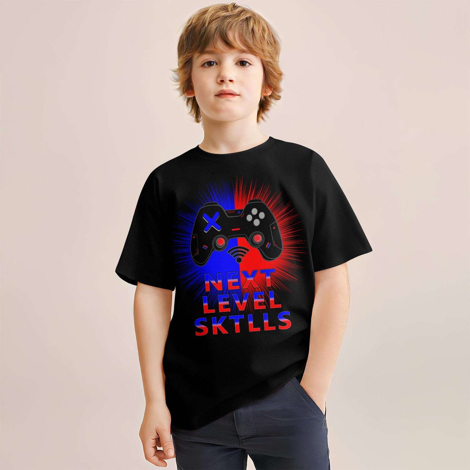 

2024 Новая игровая консоль 3D принт футболка для мальчиков с короткими рукавами свободные и классные детские летние топы для подростков 4-14 лет одежда 160