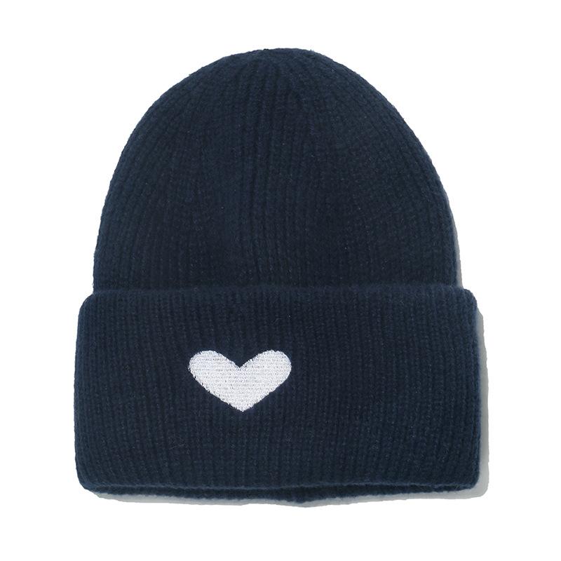 1Pc Unisex Winter Warm Beanie with Heart Embroidery,Outdoor Sports Ski Casual Acrylic Knit Skull Cap,Suitable for Holiday,tralve