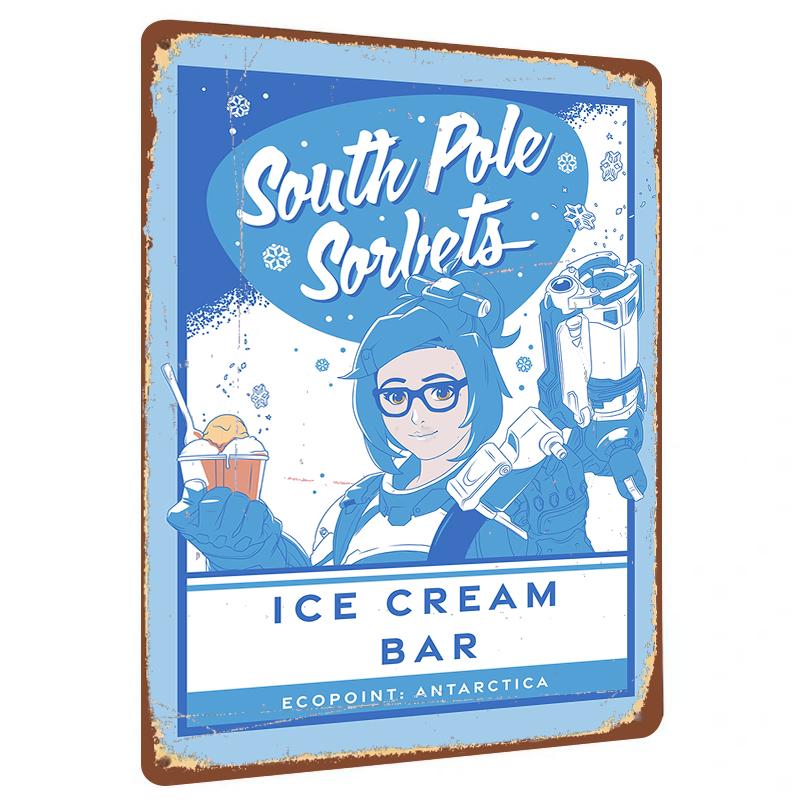 South Pole Sorbet Ice Cream Bar Ecopoint Antarctica Character Metal Tin Sign Wall Decor 20x30cm（7.8x11.8inch）