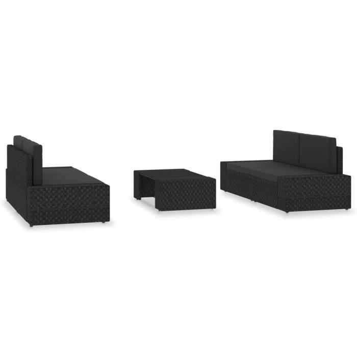 VidaXL Salon de jardin 5 pcs Résine tressée Noir