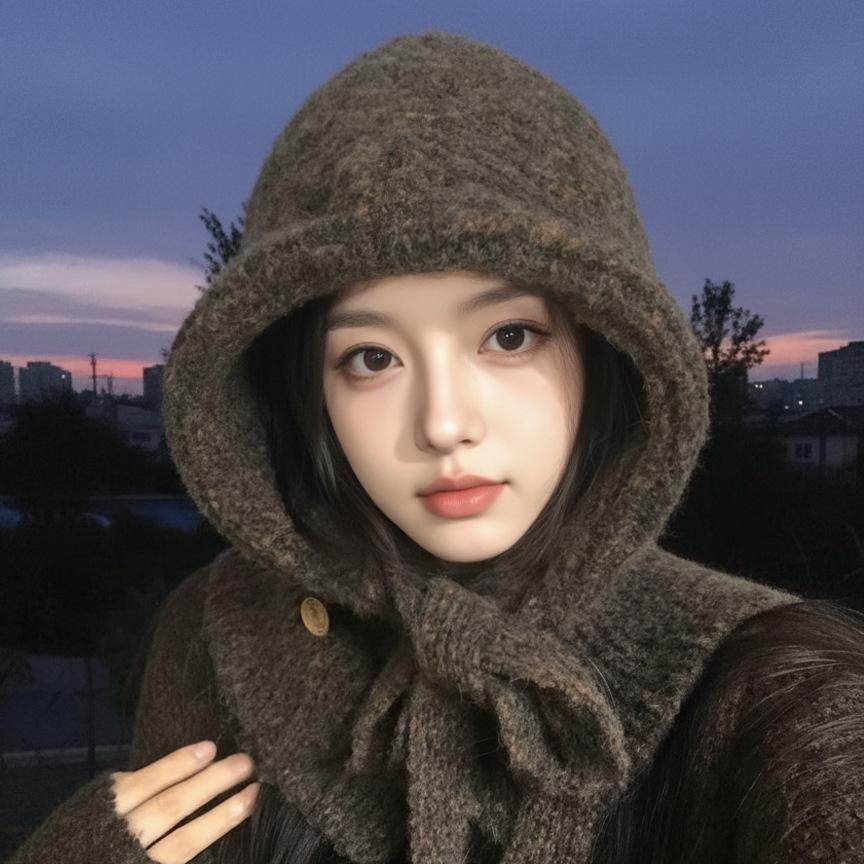 Winter Thickened Warm Ear Protection Big Head Circumference Knitted Wool Hat Women