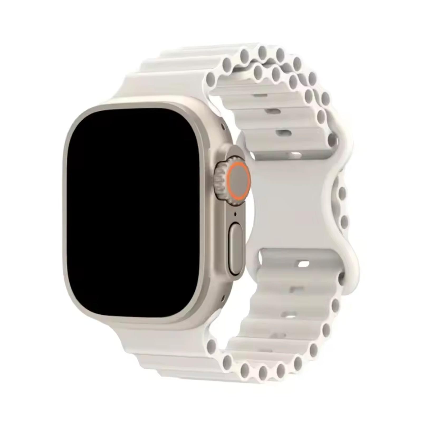 

Apple Ocean Silicone iWatch Strap with 8-Shaped Buckle 42/44/45/49MM белый