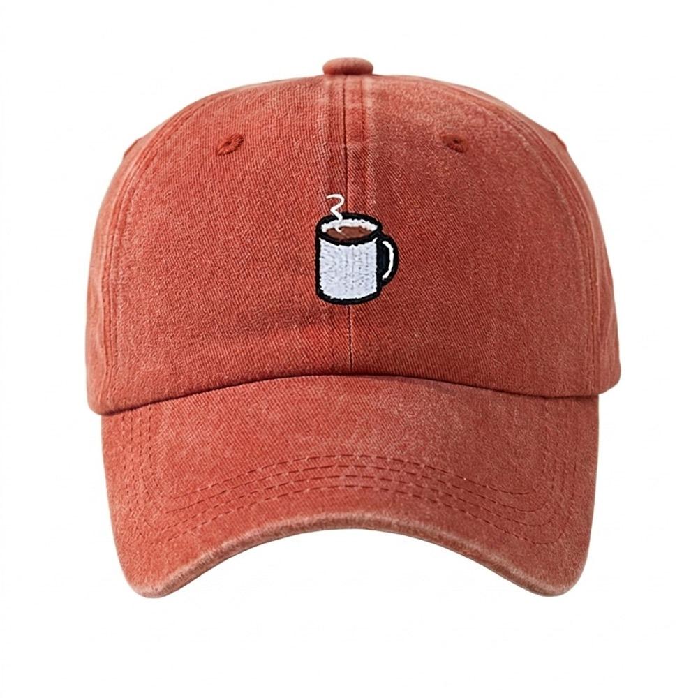 Embroidered Coffee Cup Baseball Cap Hip Hop Sun Hat Retro Distressed Baseball Cap Unisex