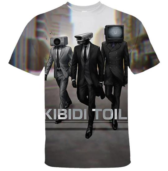 Skibidi 3D Printed Fun T-shirt for Boys, Cartoon Camera Print, Short-Sleeve Streetwear