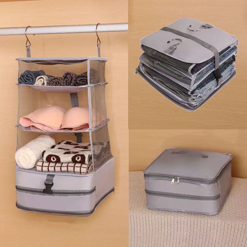 Travel Storage Bag Dormitory Wardrobe Hanging Multi functional Storage Artifact Clothing Underwear Socks Storage Compression Bag темно-серого