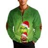 Mens Christmas Zip Up Sweatshirts Xmas Stand Collar Pullover Tops