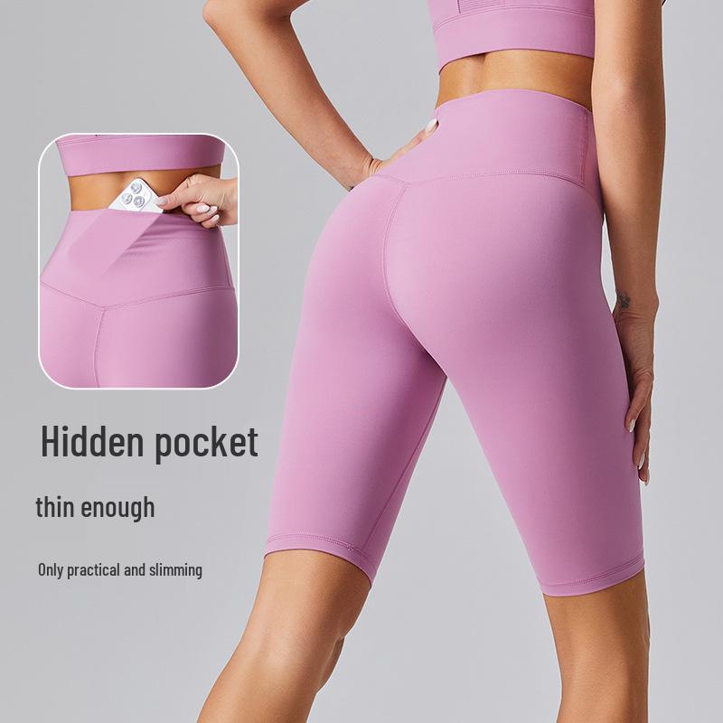 High Waist Women's Three-Quarter Yoga Shorts - Tight, Elastic, Hip Lift for Running, Cycling, and Fitness