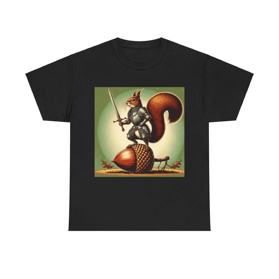Unisex Adult T Shirt Knight Squirrel Vintage Style Illustration XL