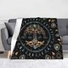 Tree of Life Yggdrasil Blanket Flannel Autumn Valhalla Viking Breathable Super Soft Throw Blankets for Bedding Office Bedspread