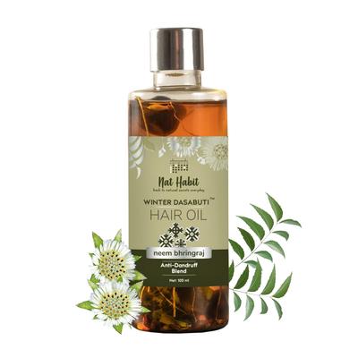 Nat Habit Neem Bhringraj Winter Hair Oil For Scalp Care, Natural Herbal Blend For All Hair Types, Gentle Moisturizing Formula 100ml