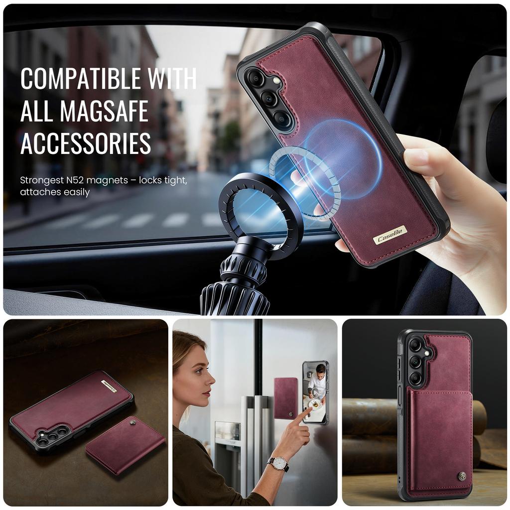For Samsung Galaxy A14 4G/Galaxy M44 5G/Galaxy A14 5G Magnetic Case CASEME ME80 Series Leather PC TPU Phone Cover with Detachable Wallet