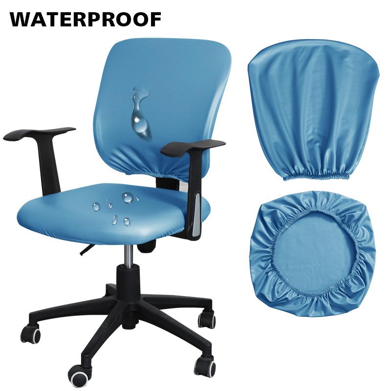 Waterproof PU Leather Split Chair Cover Stretch Anti-dirty Office Computer Rotate Seat Cover Armchair Slipcover for Home Hotel