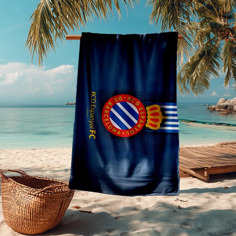 1 Toalla de Playa Estadio Espanyol - Suave, Microfibra Absorbente, Ligera, Ideal para la Playa, Fiestas, Viajes, Regalos para Fans de Camping