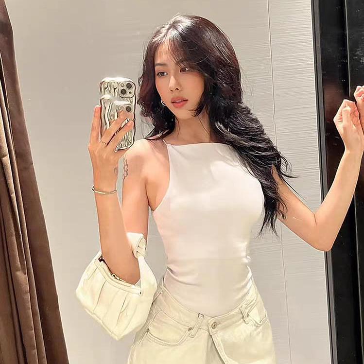 Damskie topy na ramiączkach, bez rękawów, cienkie ramiączka, damskie camisole, jednolity kolor, moda