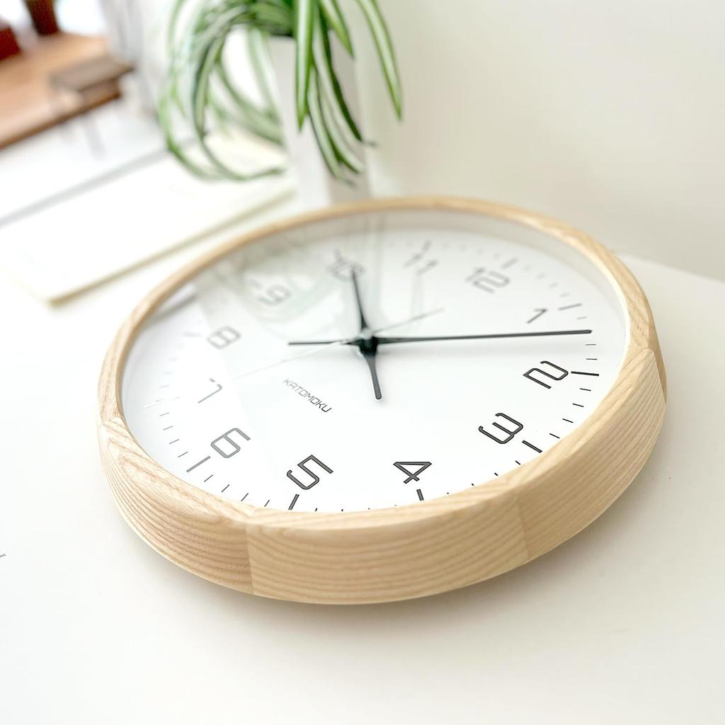 KATOMOKU muku clock 11 Natural km-94NA Wall Clock, Continuous Second Hand, Diameter 30.0cm (Quartz Clock)