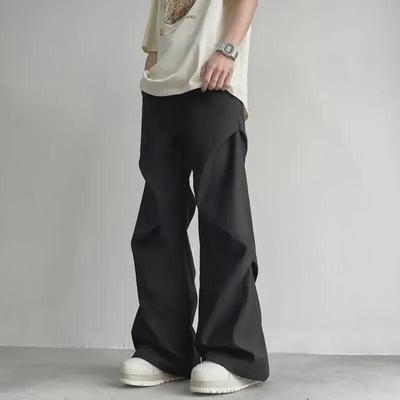 Men's American Retro Pleated Wide-Leg Flared Trousers