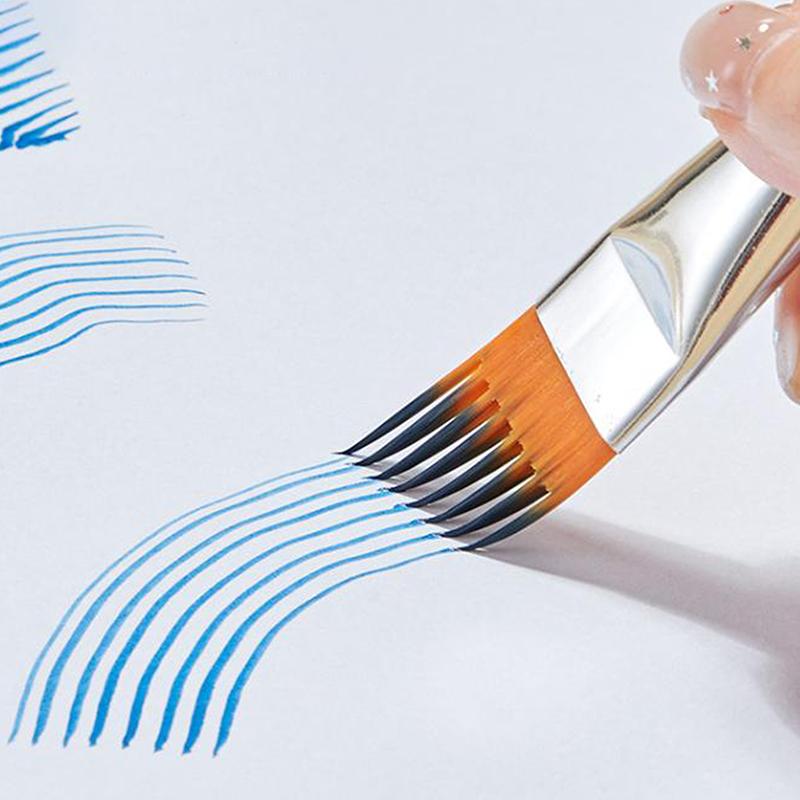 4Pcs Serrated Art Paintbrush Set Non-Slip Handle Leaf Painting Brushes for Home Landscape Sketching Art Lovers