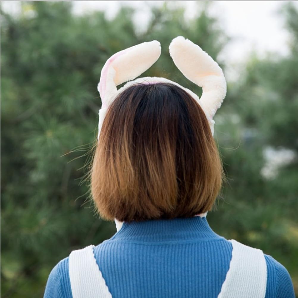 KESYOO Moving Bunny Ear Headband, Cute Plush Material, 20-inch Plush Hair Accessory for Parties and Cosplay, Pink and White