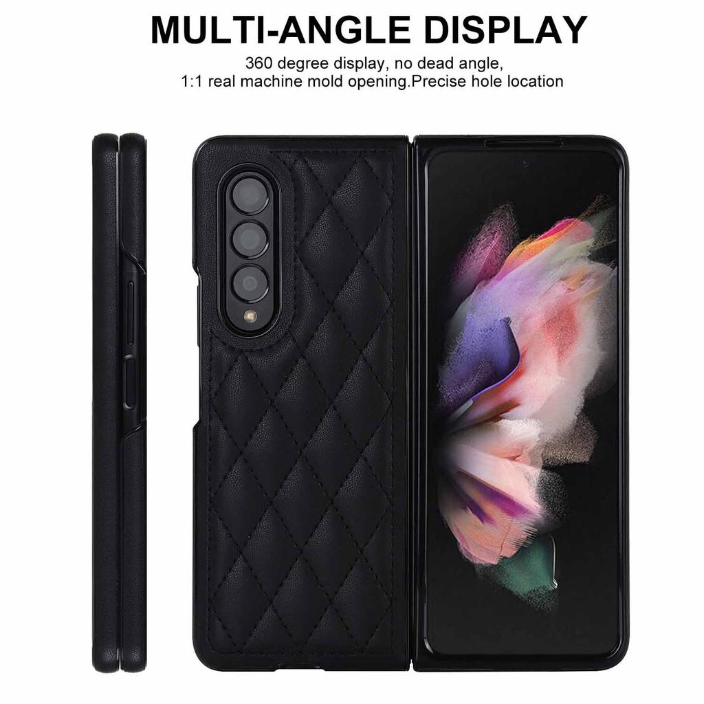 Fold7 Luxus Klapphandy Hülle für Samsung Galaxy Z Fold 7 6 5 4 3 5G Diamant Gitter Muster Leder Anti-Fall Schutz Hülle