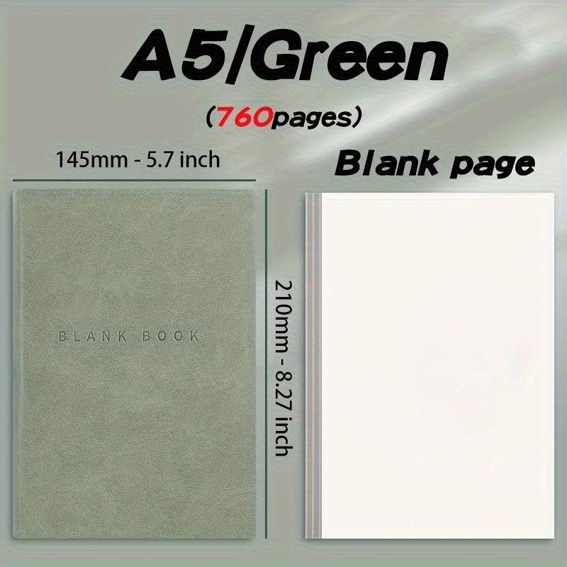 A5 760 Page Notebook -Ultra Thick Blank Journal for Sketching & Doodling, Artificial Leather Soft Cover Gift for Students Adults