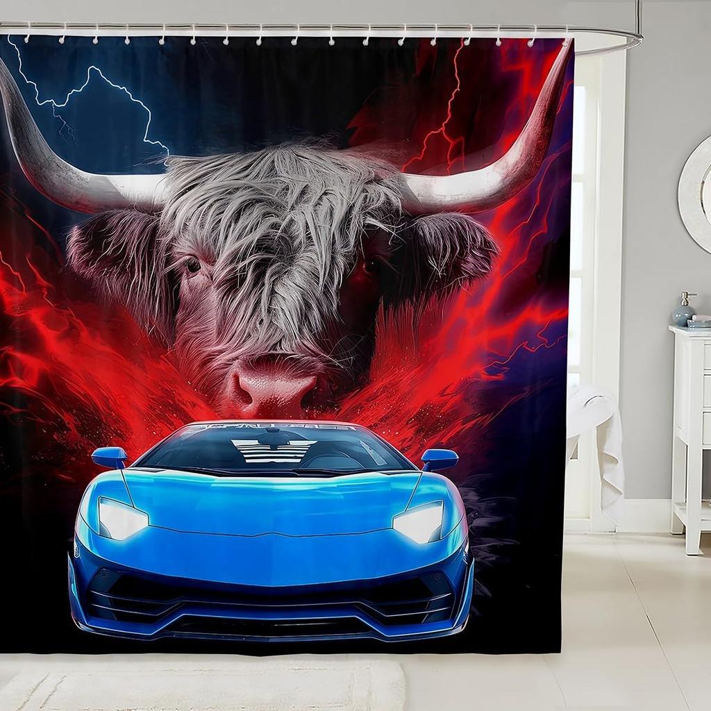 Little Cat Shower Curtain Cute Kitten Shower Curtain Set Galaxy Starry Sky Bath Curtain Universe Planet Purple Nebula Cosmic