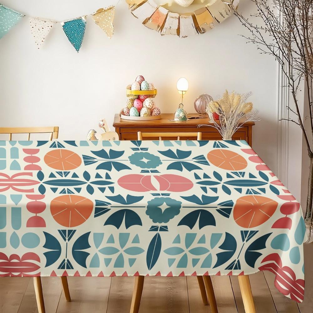Geometric Floral Rectangle Table Cloth for Table Decor Kitchen Dining Waterproof Reusable Tablecloth for Table  Dining Room
