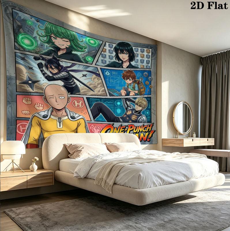 Onepunch Man Wall Tapestry Aesthetic Wall Hanging Printed Fabric Blanket Decorative Tapestries For Bedroom Living Room Home Decor