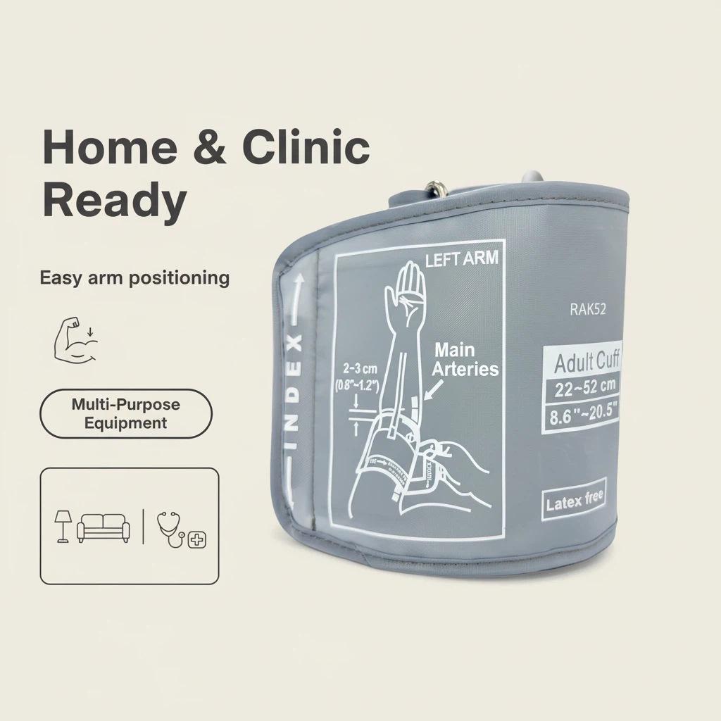 Upper Arm Blood Pressure Monitor Cuff with Extended Sleeve & Connector