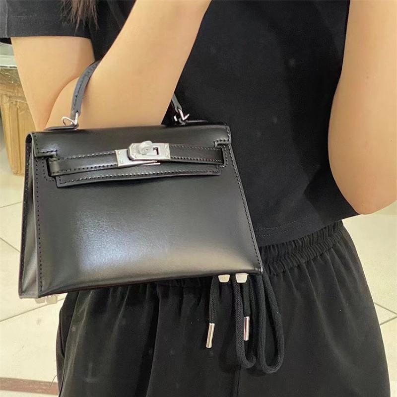 Mini Bag Genuine Leather Crossbody Black Trendy Shoulder