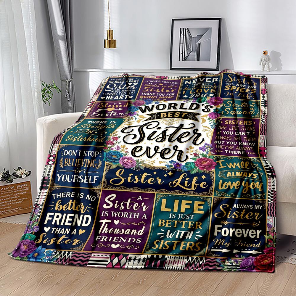 Love Inspiration Sisters Blanket Durable Comfort Suitable for Seaside Chair Livingroom for All Seasons Modern Style Birthday Christmas Gift Blanket