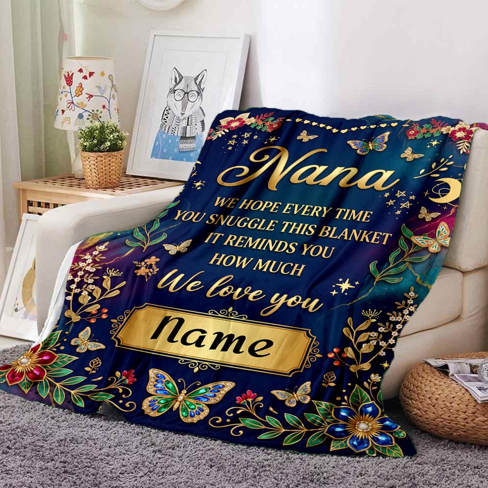 Nana'S Love Blanket Blanket Personalized Name Soft Warm And Versatile For Sofa Bed Office And Travel Machine Washable Comfortable In All Seasons Best