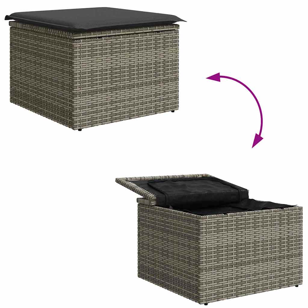 Garden Sofa Set with Storage 7 Pcs Grey Poly Rattan