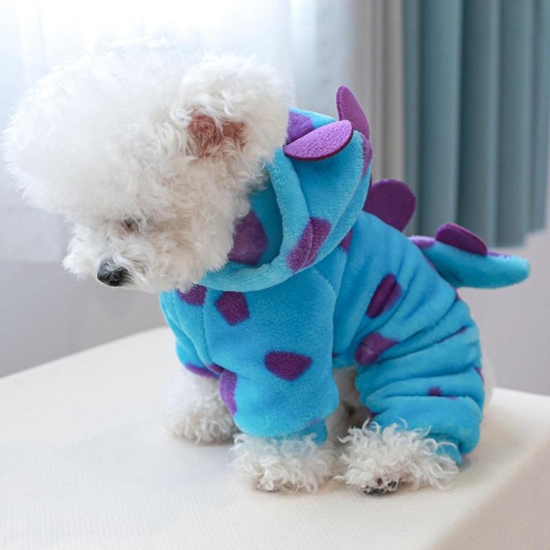 Fashion Pet Dog Jacket Winter Warm Clothes Lovely Cats Photo Dinosaur Costume