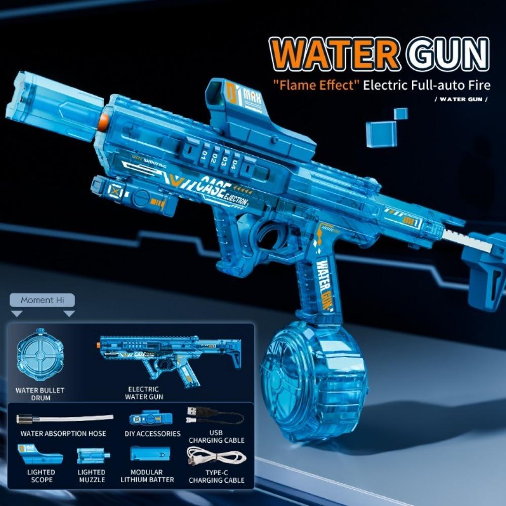 Simulated Firing with Recoil Electric Water Gun Toys Full Automatic Sensor Lights Water Pistol Summer Outdoor Games for Children