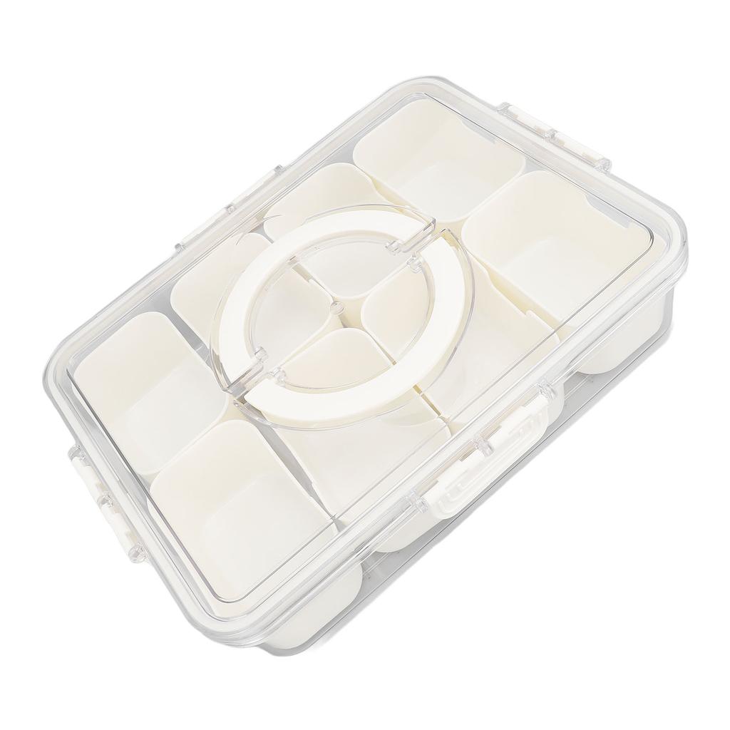 Divided Serving Box with Transparent Lid Removable Handle Snap Lock Portable Snack Platter for