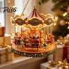 Indoor Outdoor Christmas Tree Ornaments Santa Claus Carousel/Snow Cottage Hanging Ornament, Double-Sided Holiday Party Decorations Acrylic Pendant for